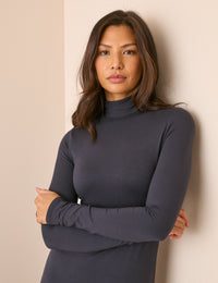 Navy High Neck Jersey Lainey Midi Dress