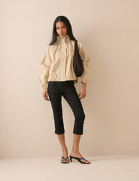 Stone Funnel Neck Balloon Sleeve Murphy Jacket