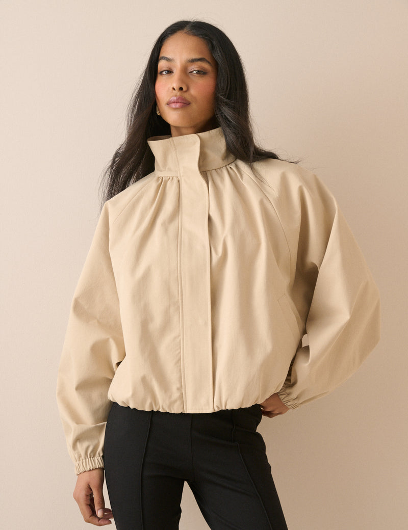 Stone Funnel Neck Balloon Sleeve Murphy Jacket