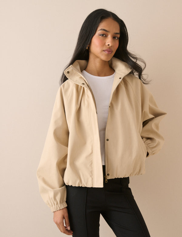 Stone Funnel Neck Balloon Sleeve Murphy Jacket
