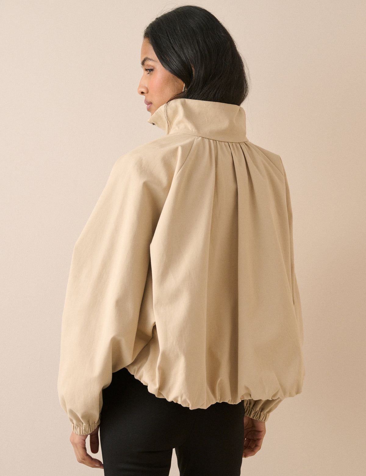 Stone Funnel Neck Balloon Sleeve Murphy Jacket