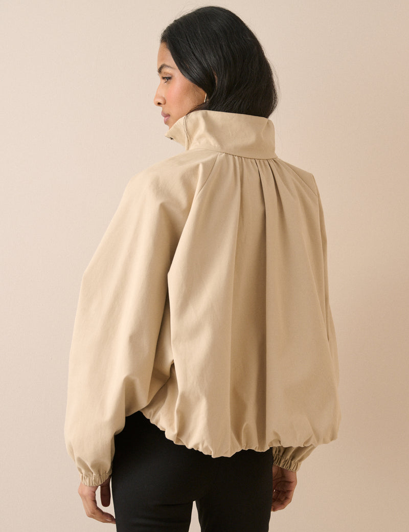 Stone Funnel Neck Balloon Sleeve Murphy Jacket