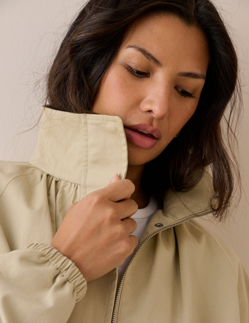 Stone Funnel Neck Balloon Sleeve Murphy Jacket