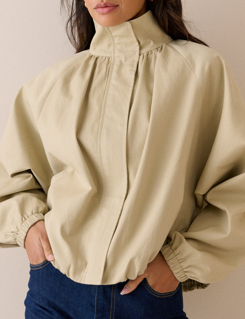 Stone Funnel Neck Balloon Sleeve Murphy Jacket