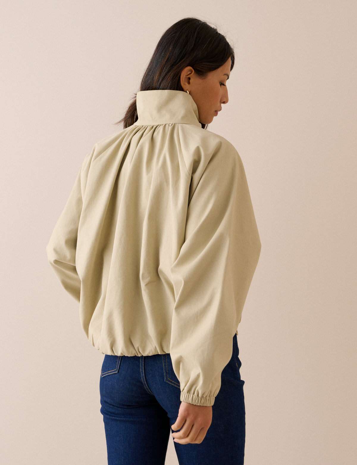 Stone Funnel Neck Balloon Sleeve Murphy Jacket