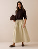 Stone Drawstring Midi Skirt