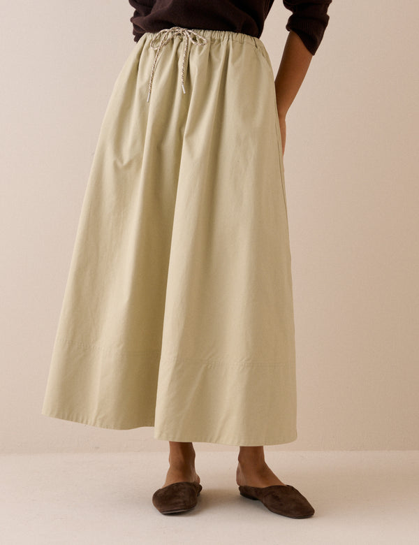 Stone Drawstring Midi Skirt