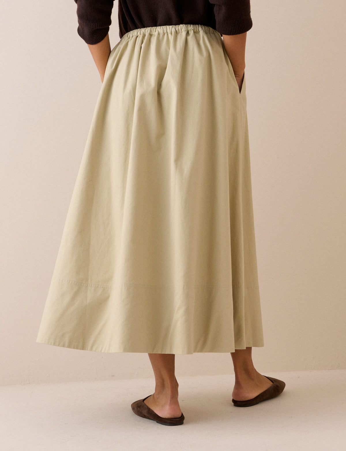 Stone Drawstring Midi Skirt