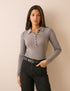 Taupe Grey Merino Wool Polo Top
