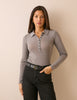 Taupe Grey Merino Wool Polo Top