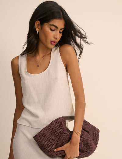 Cream Scoop Neck Tank Top