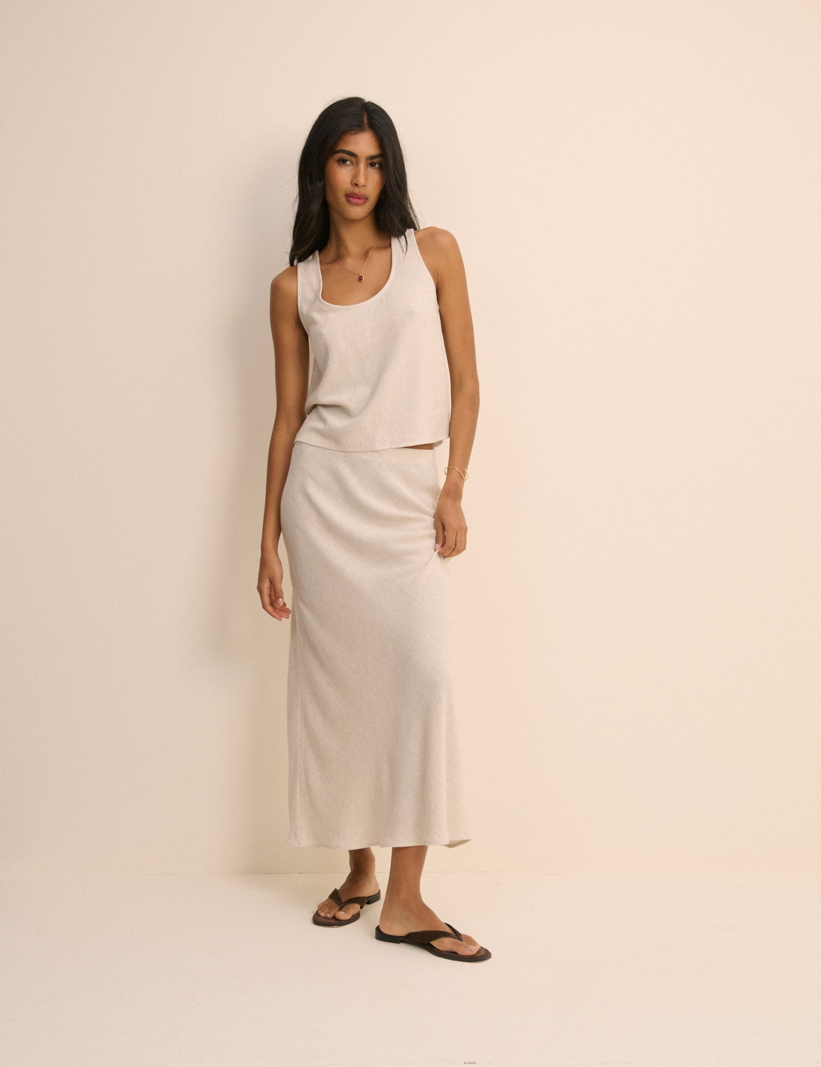Cream Scoop Neck Tank Top