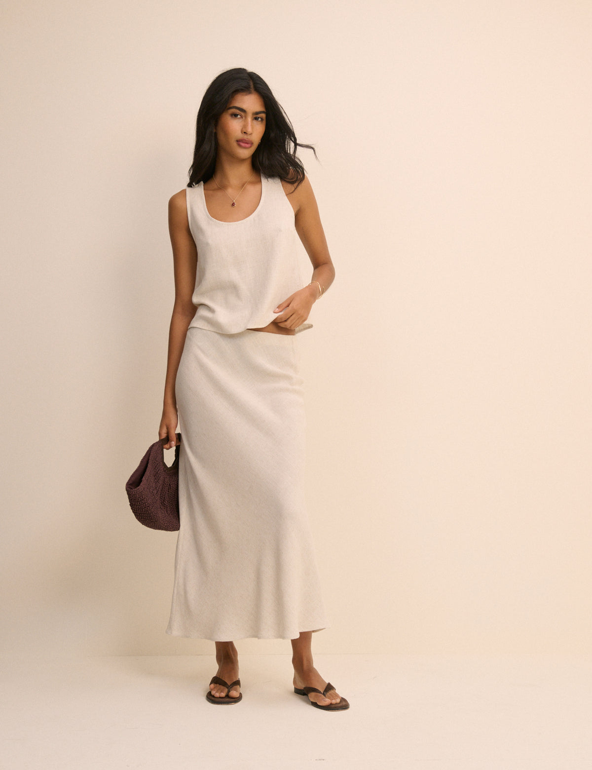 Cream Scoop Neck Tank Top
