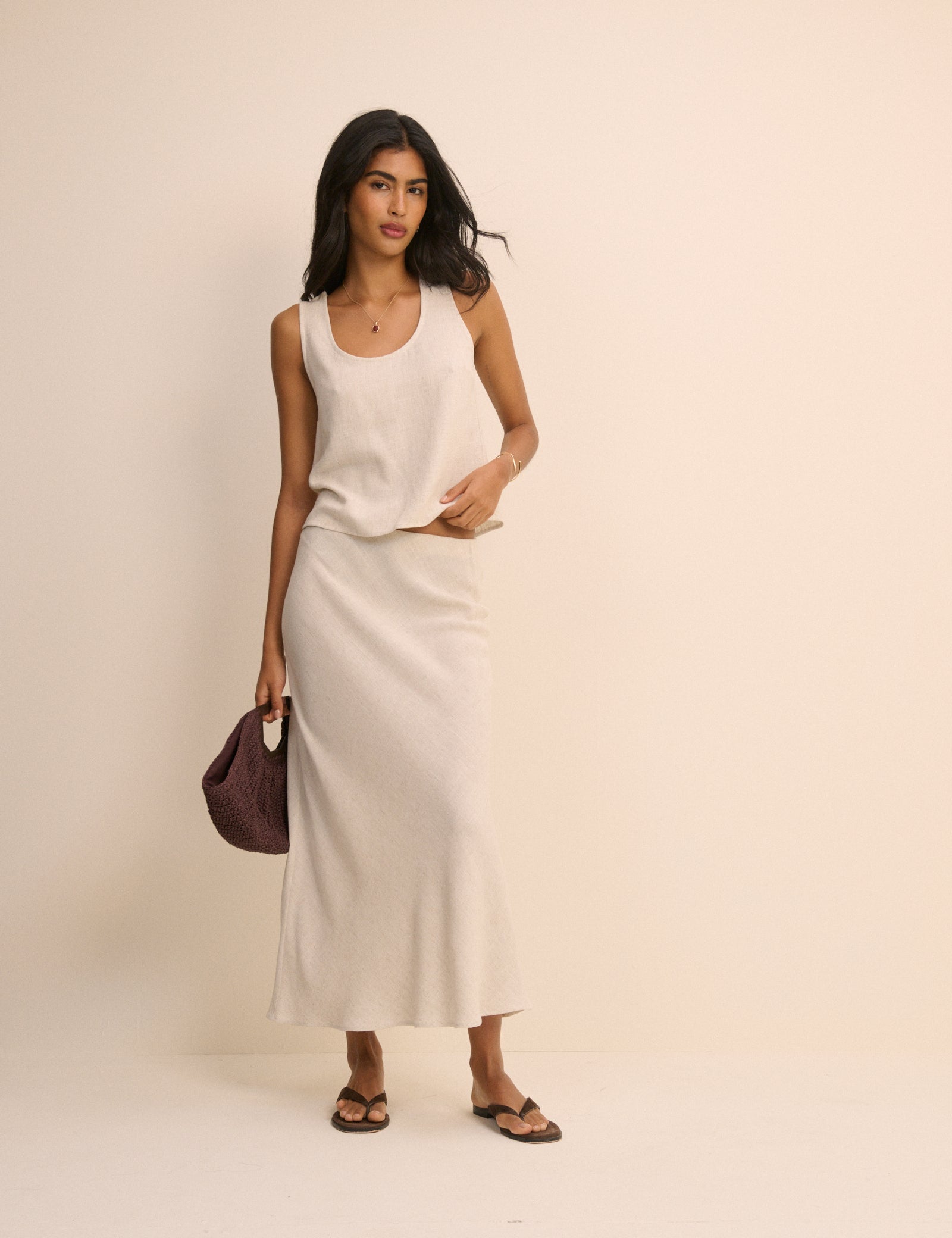 Cream Scoop Neck Tank Top