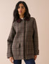 Brown Herringbone Wool-Blend Funnel Neck Coat