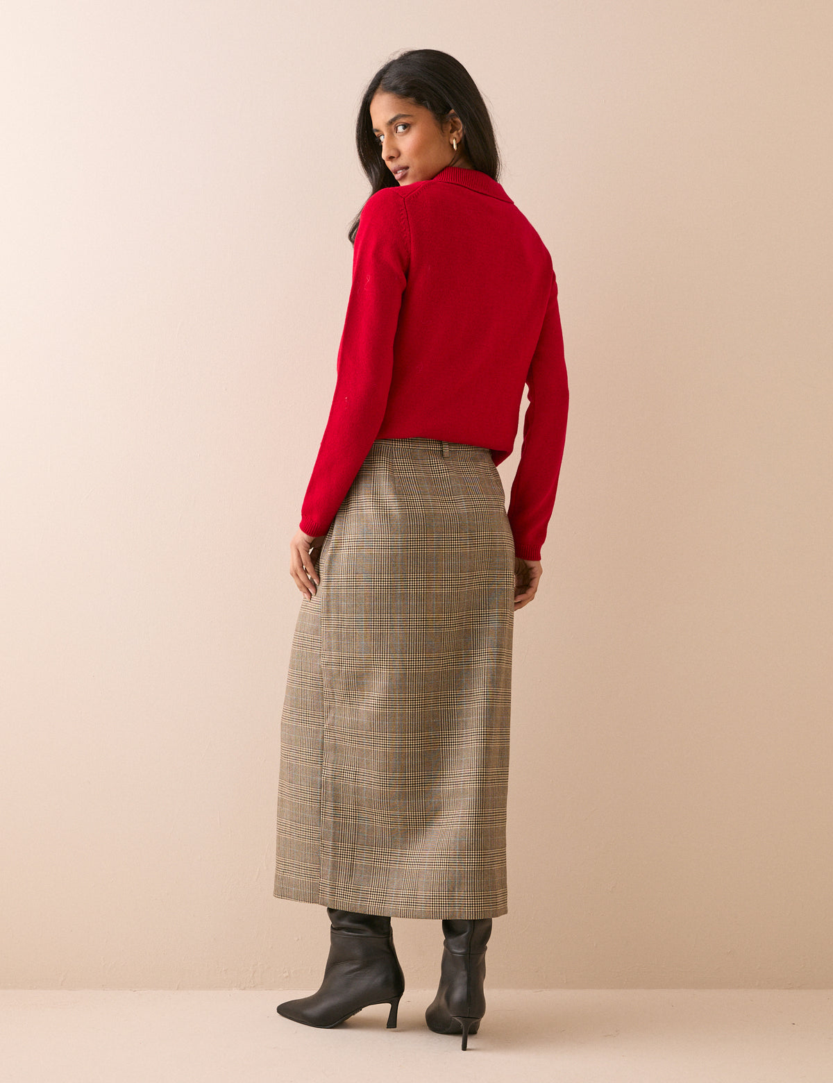 Grey Heritage Check Peggy Pencil Skirt