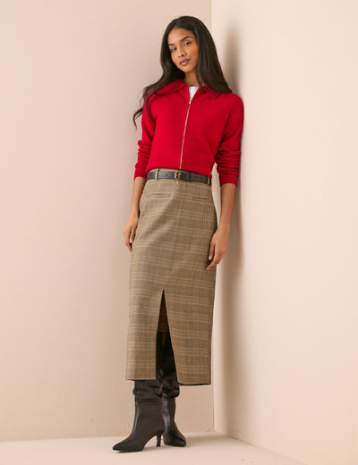 Grey Heritage Check Peggy Pencil Skirt