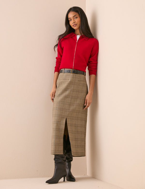 Grey Heritage Check Peggy Pencil Skirt