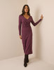 Purple Polka Dot Jersey Jennifer Midi Dress