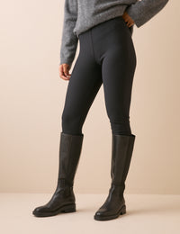 Black Ribbed High-Waisted Leggings