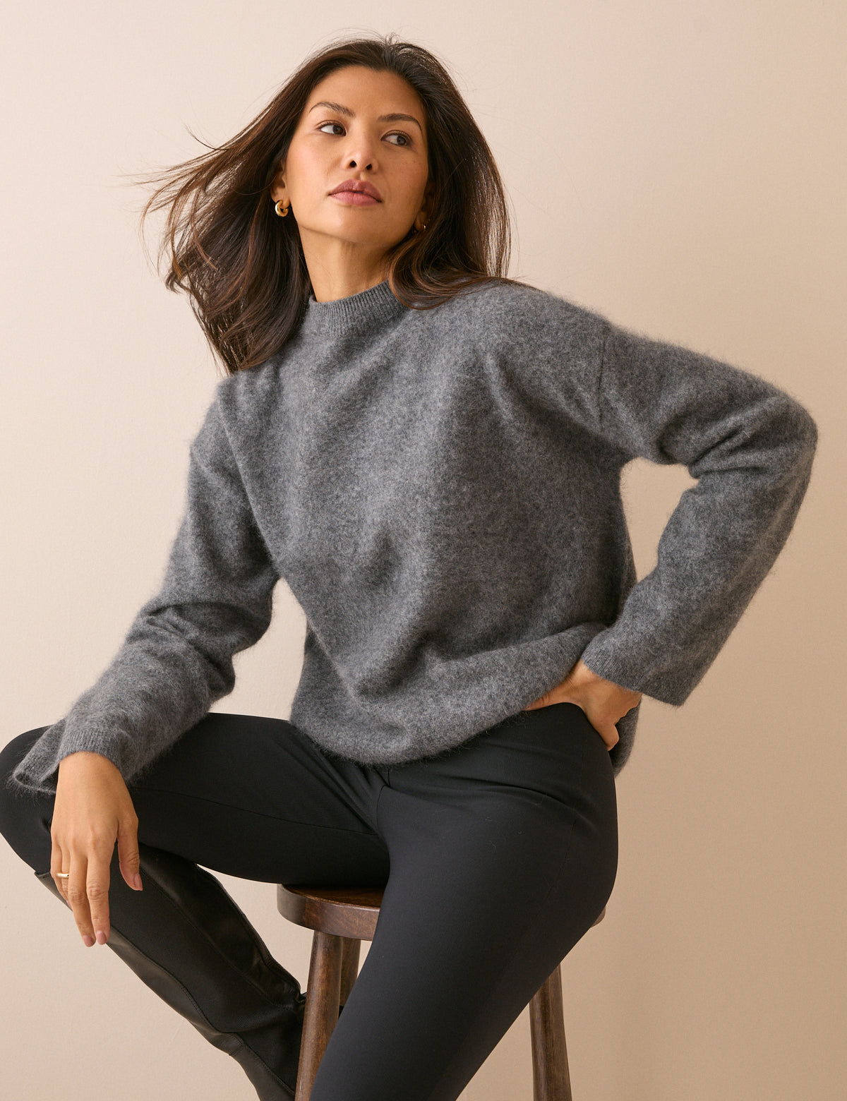 Black Ribbed High-Waisted Leggings