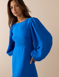 Cobalt Blue Yellow Puff Sleeve Zola Mini Dress