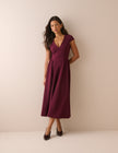 Burgundy Panelled Jersey Winnie Midi Dress