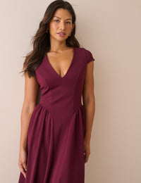 Burgundy Panelled Jersey Winnie Midi Dress