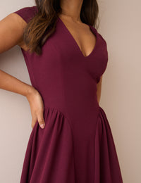 Burgundy Panelled Jersey Winnie Midi Dress
