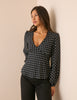 Black Polka Dot Blouson Sleeve Top