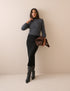 Black Jersey Fitted Midi Skirt