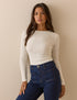 Cream Pointelle Long Sleeve Top