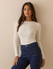 Cream Pointelle Long Sleeve Top