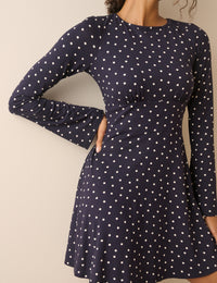 Navy Polka Dot Jersey Tate Mini Dress