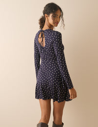 Navy Polka Dot Jersey Tate Mini Dress