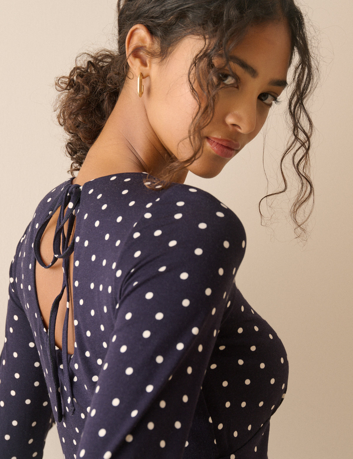 Navy Polka Dot Jersey Tate Mini Dress