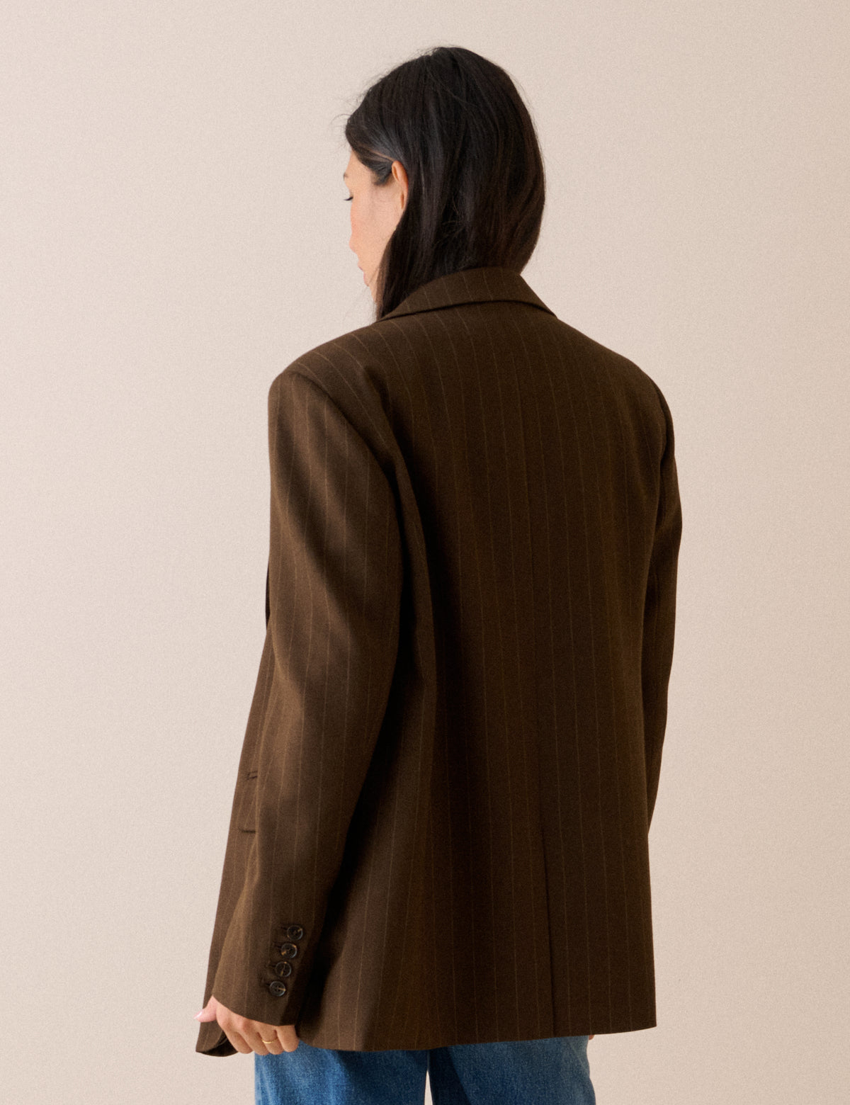 Brown Pinstripe Single Breasted Alexa Blazer
