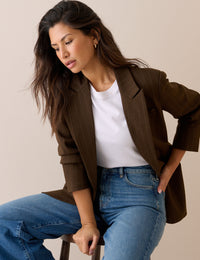 Brown Pinstripe Single Breasted Alexa Blazer