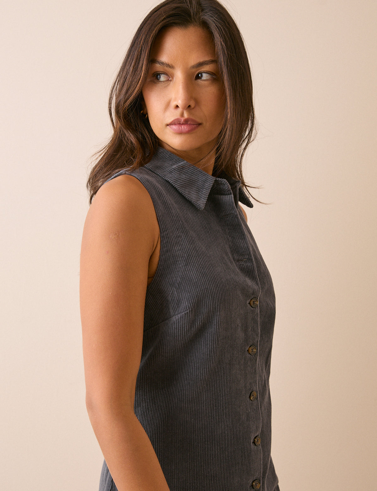 Grey Button Front Marilla Mini Dress