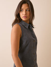 Grey Button Front Marilla Mini Dress