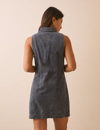 Grey Button Front Marilla Mini Dress