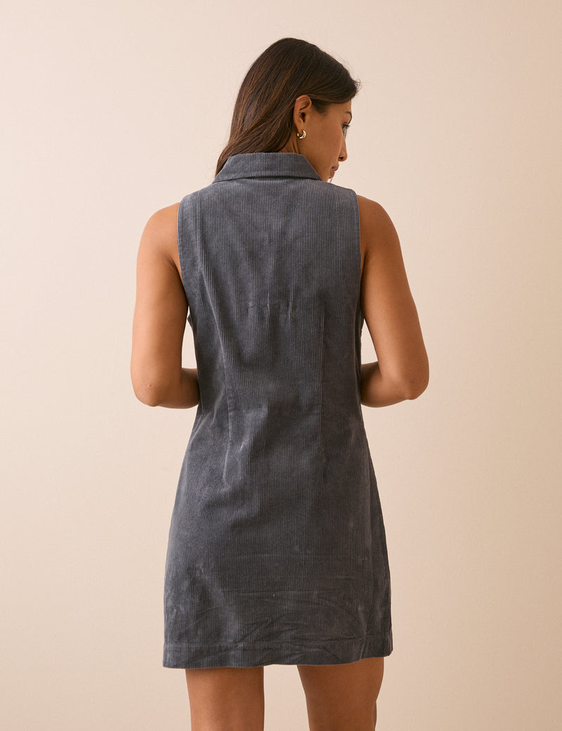 Grey Button Front Marilla Mini Dress