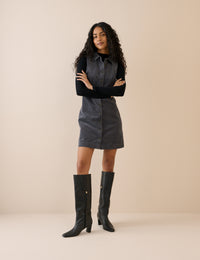 Grey Button Front Marilla Mini Dress