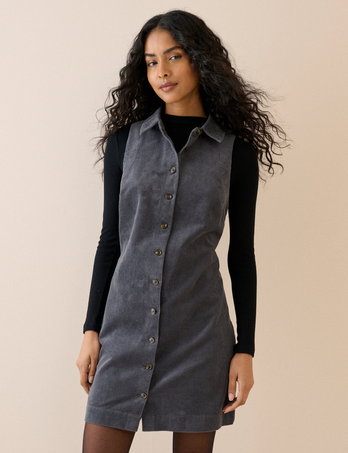 Grey Button Front Marilla Mini Dress