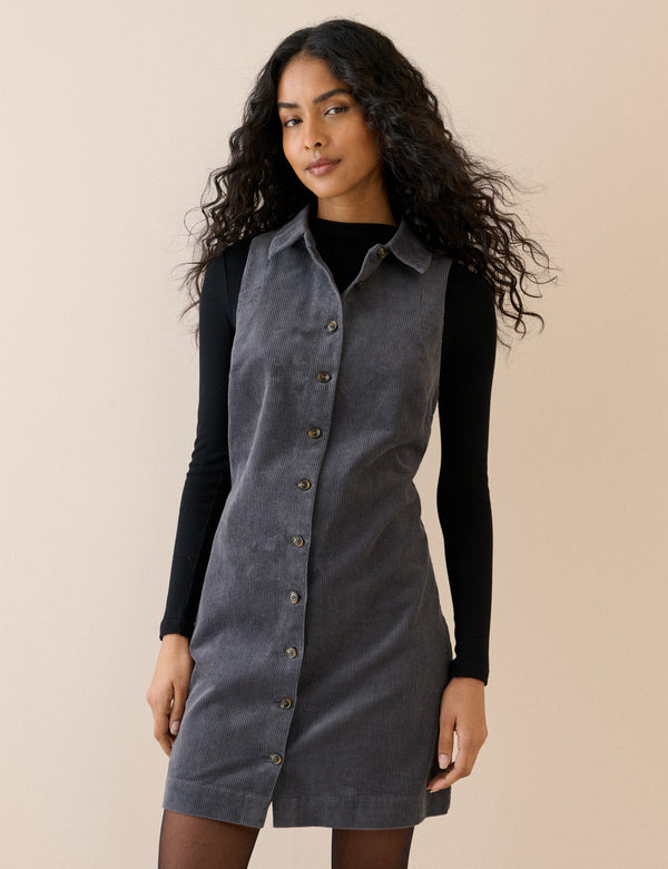 Grey Button Front Marilla Mini Dress