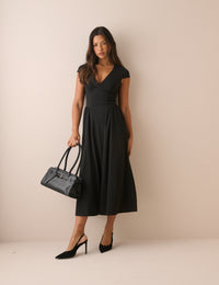 Black Panelled Jersey Winnie Midi Dress