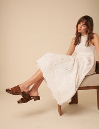 Tan Suede Heeled Clogs