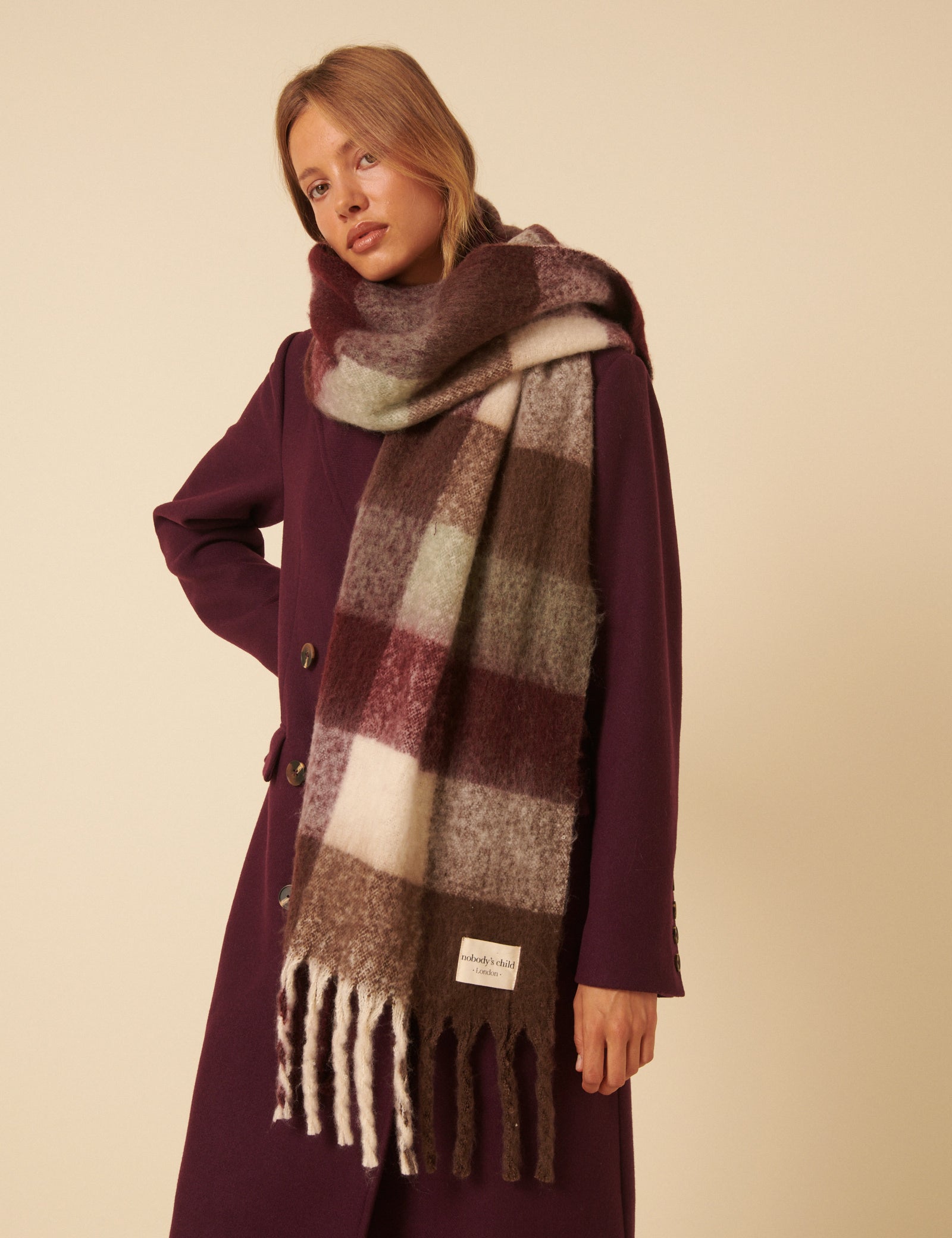 Brown & Purple Check Scarf