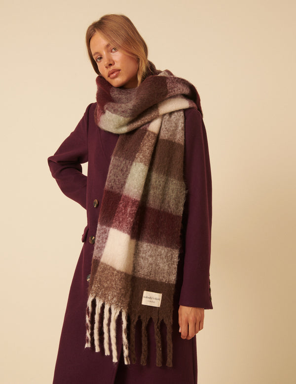 Brown & Purple Check Scarf
