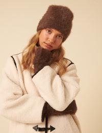 Brown Fluffy Beanie Hat